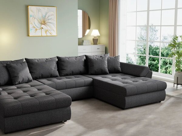 Colțar extensibil dumonde cu ladă de depozitare Loana U Enjoy Grafit 375x185 cm