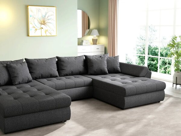 Colțar extensibil dumonde cu ladă de depozitare Loana U Enjoy Grafit 375x185 cm