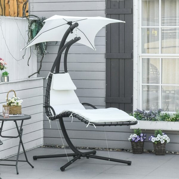 Outsunny Sezlong Suspendat cu Acoperiș, Relaxare de Lux, Design Modern, Confortabil, Crem, Ideal pentru Grădină | Aosom Romania