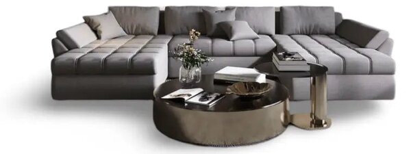 Colțar extensibil dumonde cu ladă de depozitare Loana U Enjoy Grey 375x185 cm