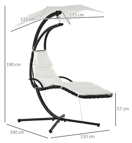 Outsunny Sezlong Suspendat cu Acoperiș, Relaxare de Lux, Design Modern, Confortabil, Crem, Ideal pentru Grădină | Aosom Romania