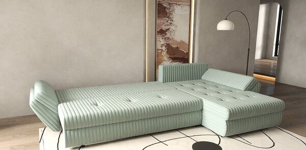Colțar extensibil dumonde cu ladă de depozitare Loana XL Ambience Mint 335x185 cm