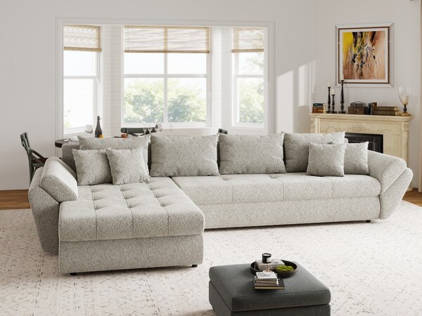 Colțar extensibil dumonde cu ladă de depozitare Loana XL Arena Bej 20 335x185 cm