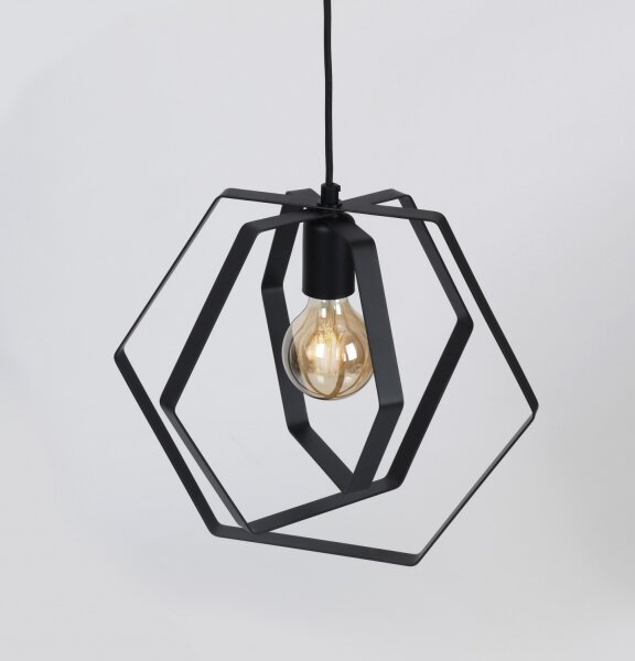 Lustră pe cablu HEXAGON 3xE27/60W/230V negru rotund