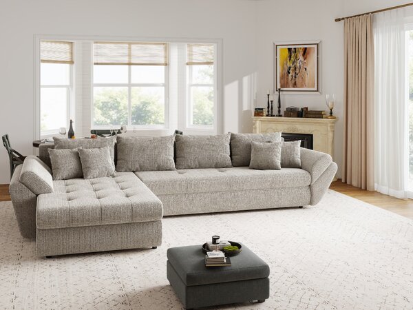 Colțar extensibil dumonde cu ladă de depozitare Loana XL Cremona Bej 14 335x185 cm