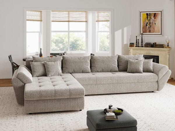 Colțar extensibil dumonde cu ladă de depozitare Loana XL Cremona Bej 14 335x185 cm