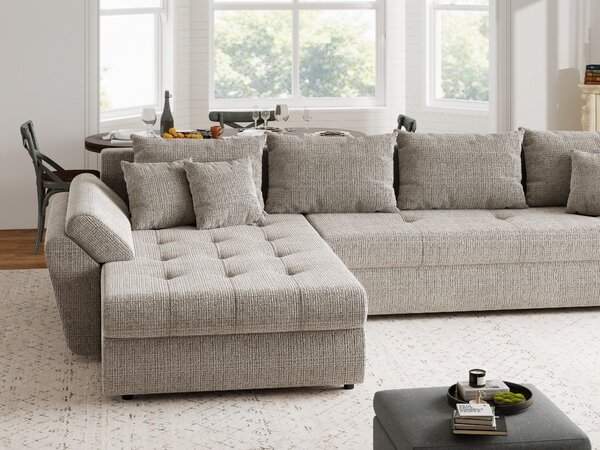 Colțar extensibil dumonde cu ladă de depozitare Loana XL Cremona Bej 14 335x185 cm