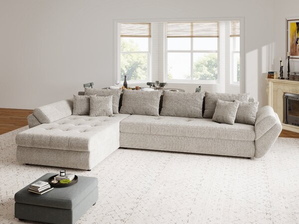 Colțar extensibil dumonde cu ladă de depozitare Loana XL Cremona Bej 14 335x185 cm