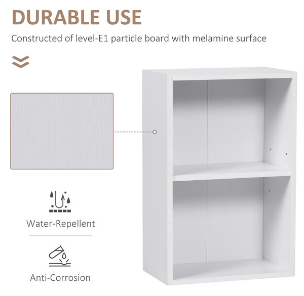 Biblioteca din lemn HOMCOM, cu raft, 40x24x61 cm, alba | Aosom Romania