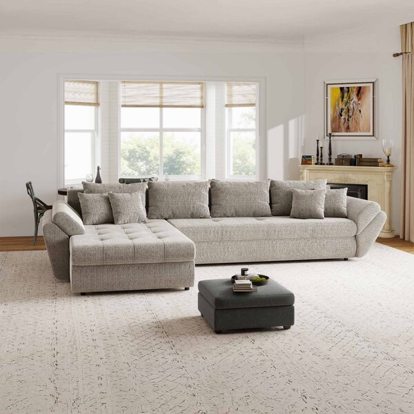 Colțar extensibil dumonde cu ladă de depozitare Loana XL Cremona Bej 14 335x185 cm