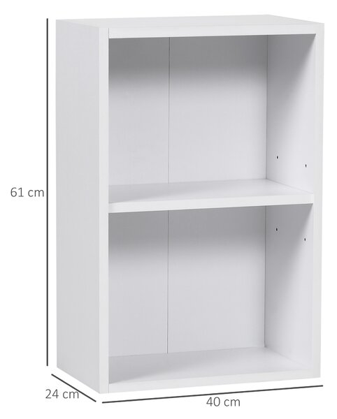 Biblioteca din lemn HOMCOM, cu raft, 40x24x61 cm, alba | Aosom Romania