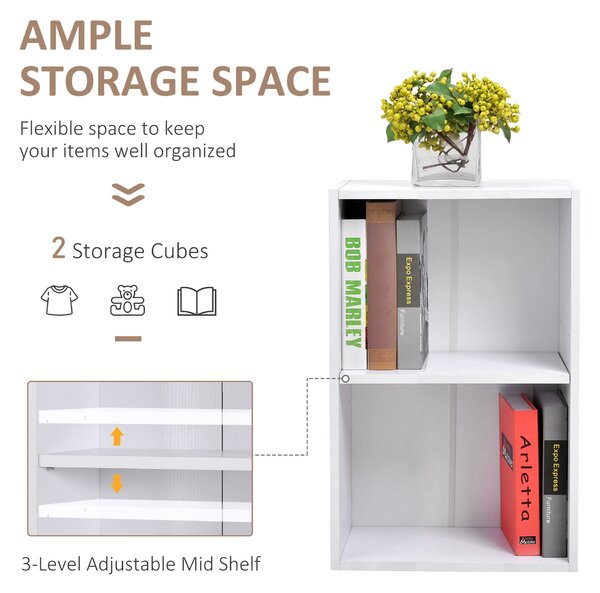 Biblioteca din lemn HOMCOM, cu raft, 40x24x61 cm, alba | Aosom Romania