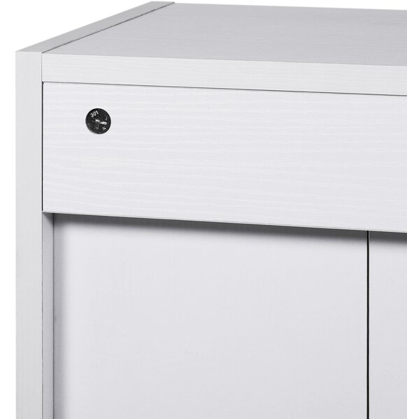 Biblioteca din lemn HOMCOM, cu raft, 40x24x61 cm, alba | Aosom Romania