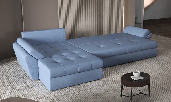 Colțar extensibil dumonde cu ladă de depozitare Loana XL Enjoy Albastru II 335x185 cm