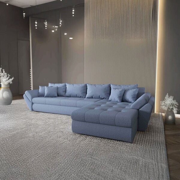 Colțar extensibil dumonde cu ladă de depozitare Loana XL Enjoy Albastru II 335x185 cm
