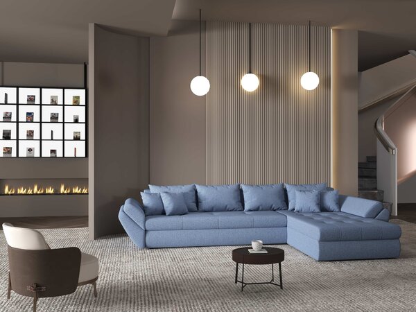 Colțar extensibil dumonde cu ladă de depozitare Loana XL Enjoy Albastru II 335x185 cm