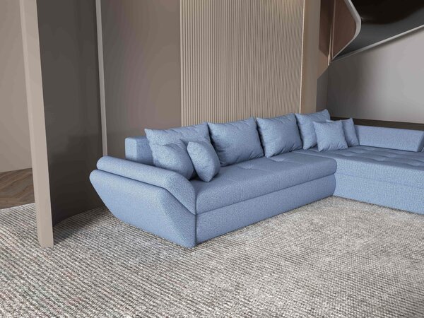 Colțar extensibil dumonde cu ladă de depozitare Loana XL Enjoy Albastru II 335x185 cm