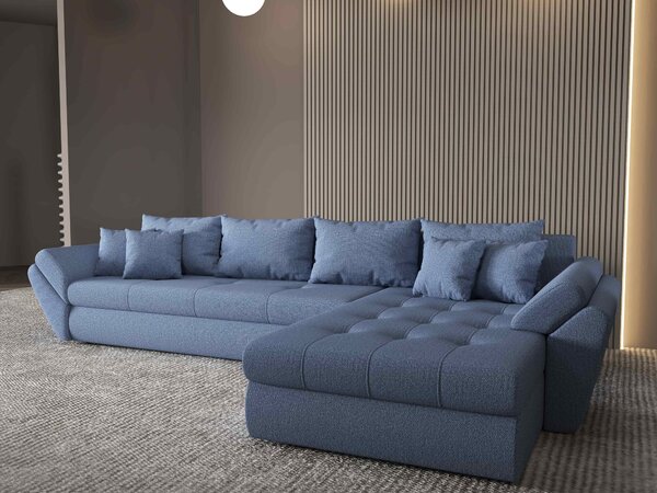 Colțar extensibil dumonde cu ladă de depozitare Loana XL Enjoy Albastru II 335x185 cm