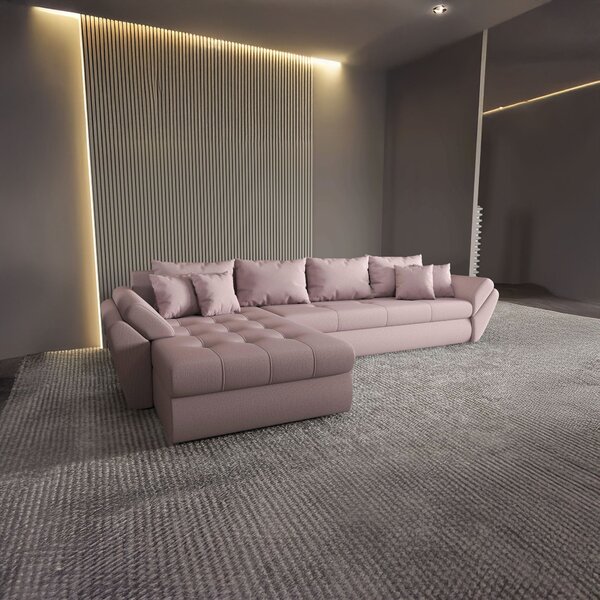 Colțar extensibil dumonde cu ladă de depozitare Loana XL Enjoy Flamingo 335x185 cm