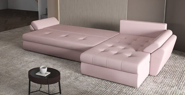 Colțar extensibil dumonde cu ladă de depozitare Loana XL Enjoy Flamingo 335x185 cm