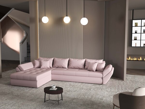 Colțar extensibil dumonde cu ladă de depozitare Loana XL Enjoy Flamingo 335x185 cm