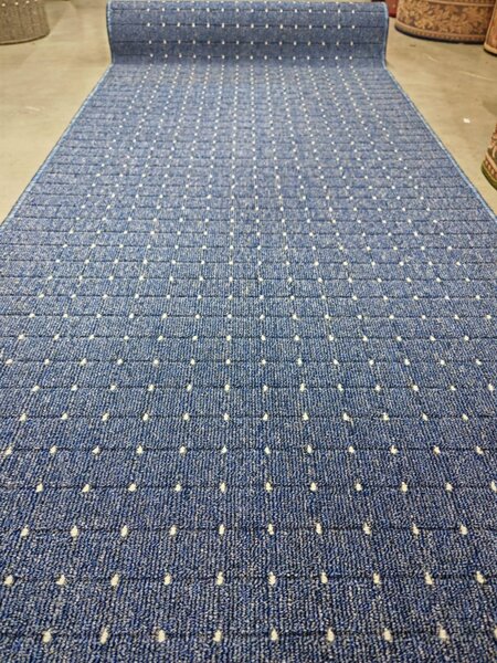 Traversa Antiderapanta Hol Bucatarie, Model Stanford Blue Sugar, Albastru 80 x 400