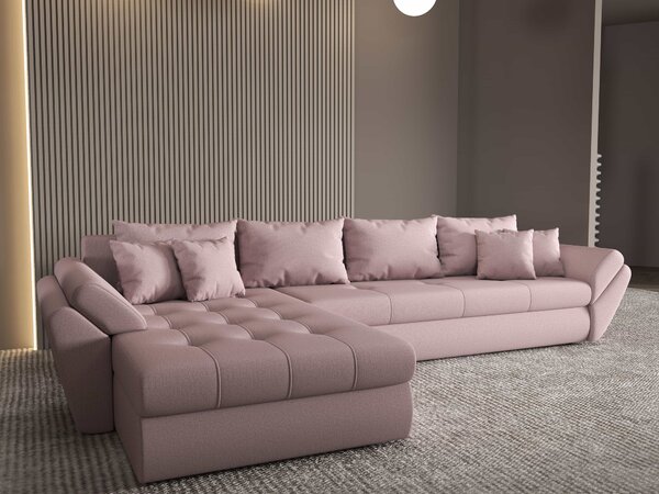 Colțar extensibil dumonde cu ladă de depozitare Loana XL Enjoy Flamingo 335x185 cm