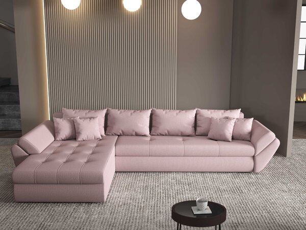 Colțar extensibil dumonde cu ladă de depozitare Loana XL Enjoy Flamingo 335x185 cm