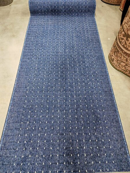 Traversa Antiderapanta Hol Bucatarie, Model Stanford Blue Sugar, Albastru 80 x 400