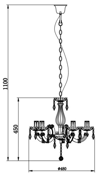 Lustră pe lanț MAGNOLIA 5xE14/40W/230V neagră Zuma Line RLD94016-5B