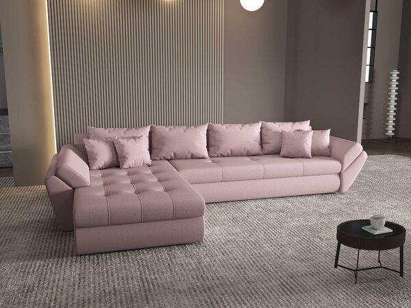 Colțar extensibil dumonde cu ladă de depozitare Loana XL Enjoy Flamingo 335x185 cm