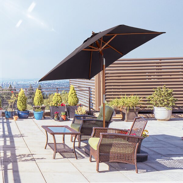 Outsunny Umbrelă de Grădină Rabatabilă, Cadru din Lemn de Brad, 2x1.5m, Gri Închis | Aosom Romania