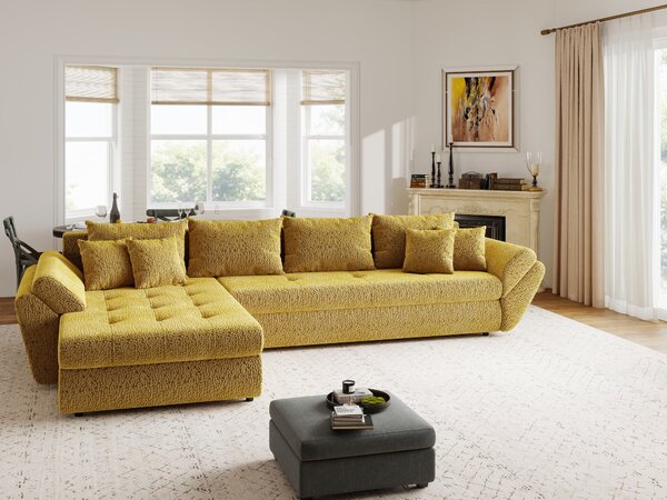 Colțar extensibil dumonde cu ladă de depozitare Loana XL Jaguar Galben Mustar 335x185 cm