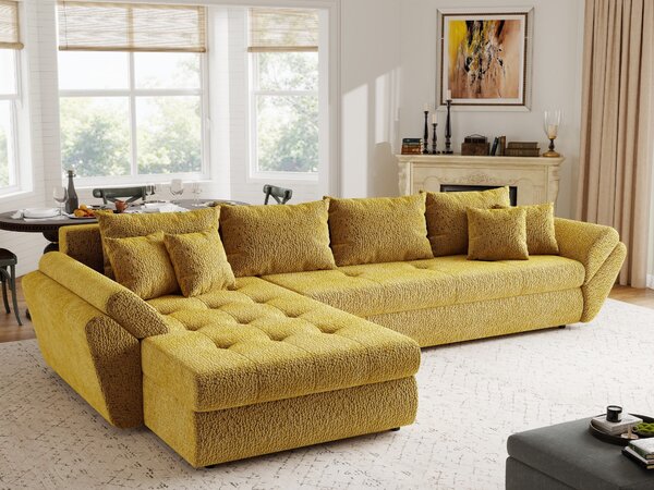 Colțar extensibil dumonde cu ladă de depozitare Loana XL Jaguar Galben Mustar 335x185 cm