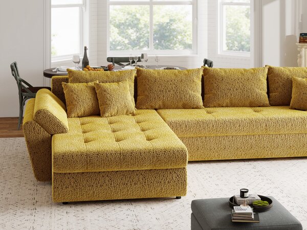 Colțar extensibil dumonde cu ladă de depozitare Loana XL Jaguar Galben Mustar 335x185 cm