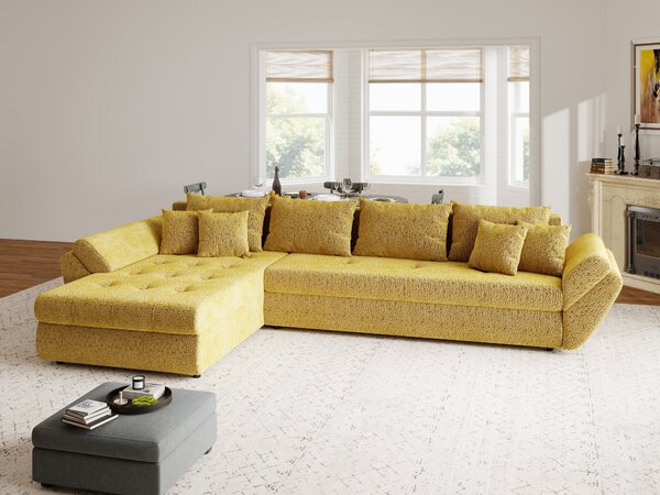 Colțar extensibil dumonde cu ladă de depozitare Loana XL Jaguar Galben Mustar 335x185 cm