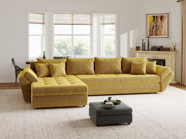 Colțar extensibil dumonde cu ladă de depozitare Loana XL Jaguar Galben Mustar 335x185 cm