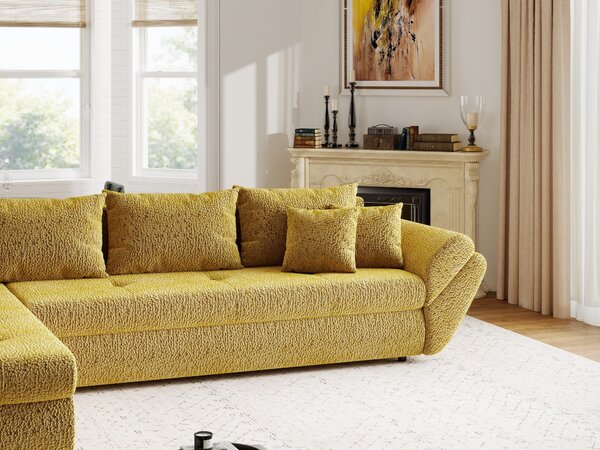 Colțar extensibil dumonde cu ladă de depozitare Loana XL Jaguar Galben Mustar 335x185 cm