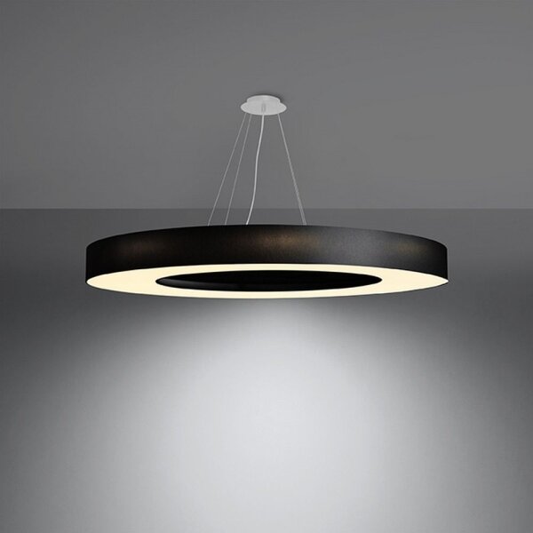 Lustră pe cablu SATURNO SLIM 8xE27/60W/230V d. 90 cm neagră Sollux SL.0798
