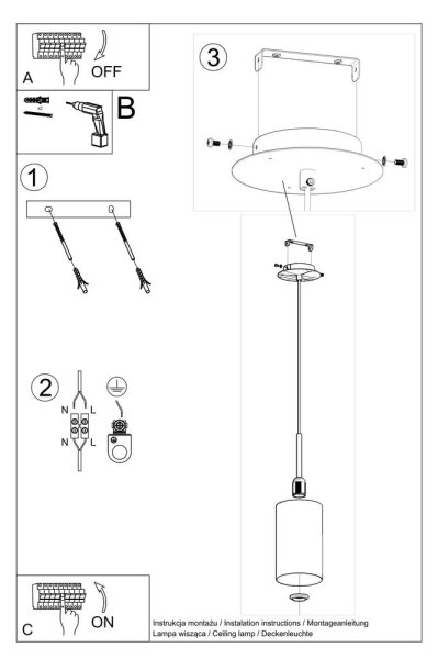 Lustră pe cablu OTTO 1xE27/60W/230V d. 15 cm neagră Sollux SL.0742