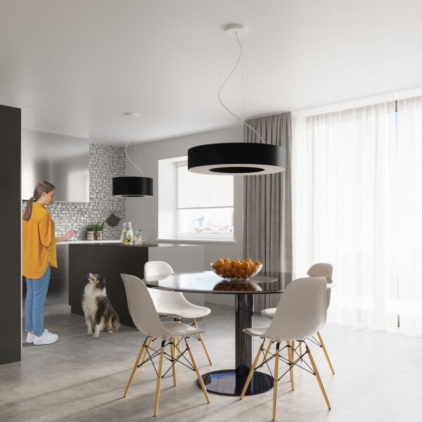 Lustră pe cablu SATURNO 8xE27/60W/230V d. 90 cm neagră Sollux SL.0796