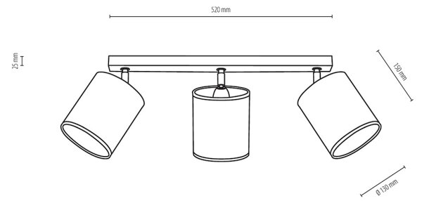 Spot-Light 56744374 - Lampă spot APRILLIA 3xE27/25W/230V stejar alb