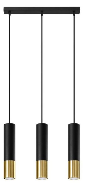 Lustră pe cablu LOOPEZ 3xGU10/40W/230V neagră/aurie Sollux SL.0954