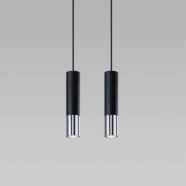 Lustră pe cablu LOOPEZ 2xGU10/40W/230V neagră/crom Sollux SL.0941