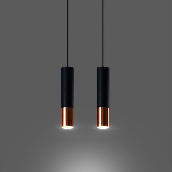 Lustră pe cablu LOOPEZ 2xGU10/40W/230V neagră/cupru Sollux SL.0947