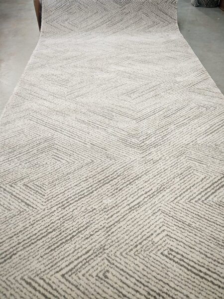 Traversa Hol, Model Opus 54355 750, Latime 120 cm, Festonata, Crem Gri 120 x 1000