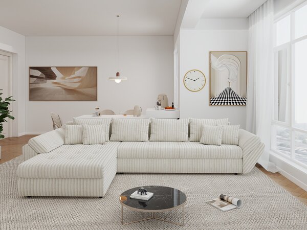 Colțar extensibil dumonde cu ladă de depozitare Loana XL Tilia Bej 01 335x185 cm
