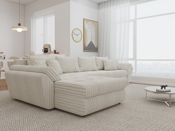Colțar extensibil dumonde cu ladă de depozitare Loana XL Tilia Bej 01 335x185 cm