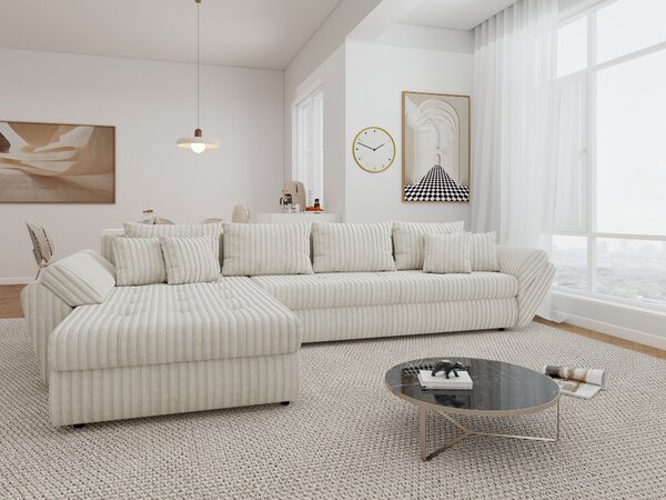 Colțar extensibil dumonde cu ladă de depozitare Loana XL Tilia Bej 01 335x185 cm