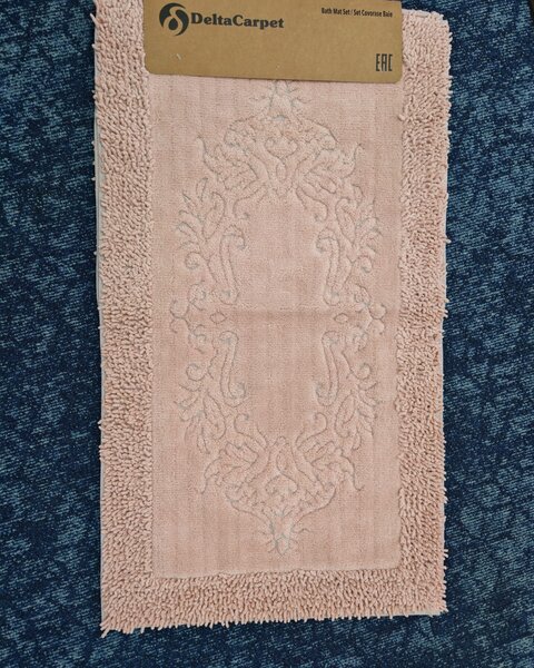 Set Covor baie, Clasic, Covor 100% Bumbac, Dimensiunea 60x100 50x80 cm, Roz 60 x 100/ 50 x 80